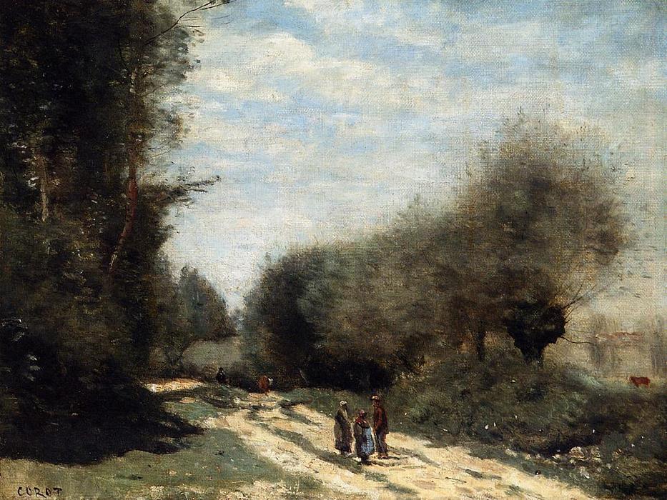 Wikioo.org - The Encyclopedia of Fine Arts - Painting, Artwork by Jean Baptiste Camille Corot - Crecy-en-Brie - Road in the Country
