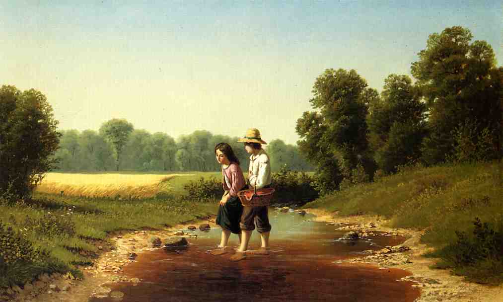 Wikioo.org - The Encyclopedia of Fine Arts - Painting, Artwork by Samuel S Carr - Crossing the Stream