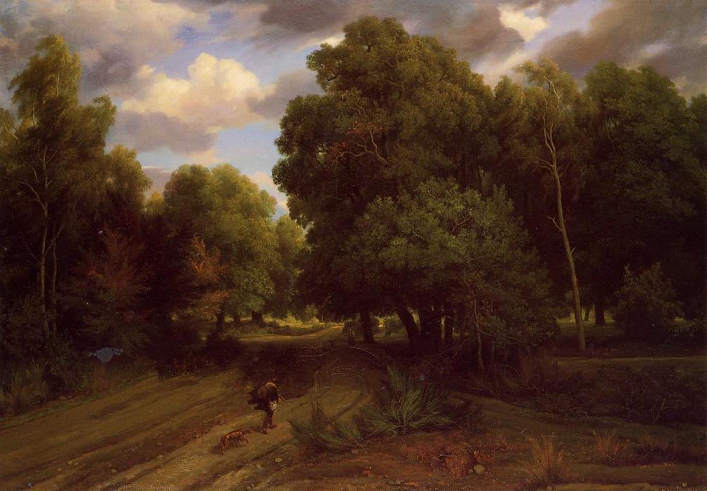 WikiOO.org - Encyclopedia of Fine Arts - Målning, konstverk Charles François Daubigny - The Crossroads at the Eagle's Nest, Forest of Fontainebleau