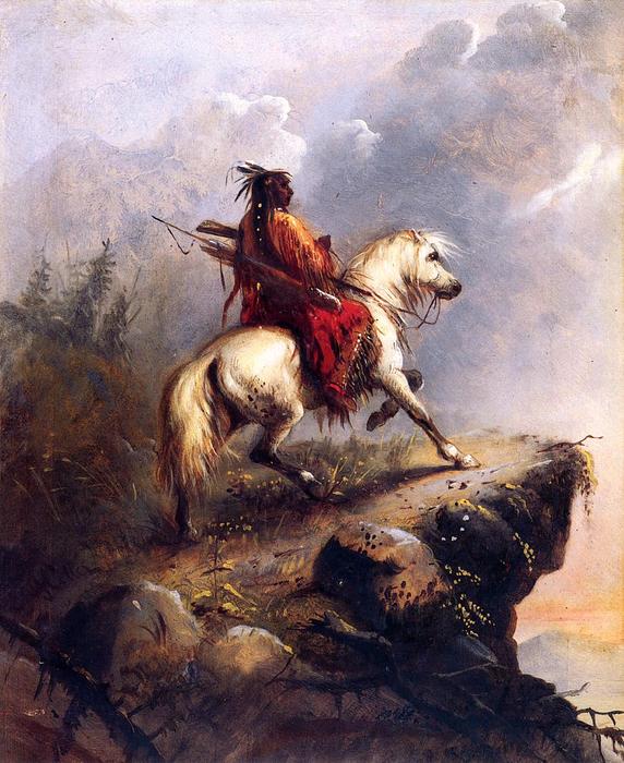WikiOO.org - Encyclopedia of Fine Arts - Maalaus, taideteos Alfred Jacob Miller - Crow Indian on the Lookout