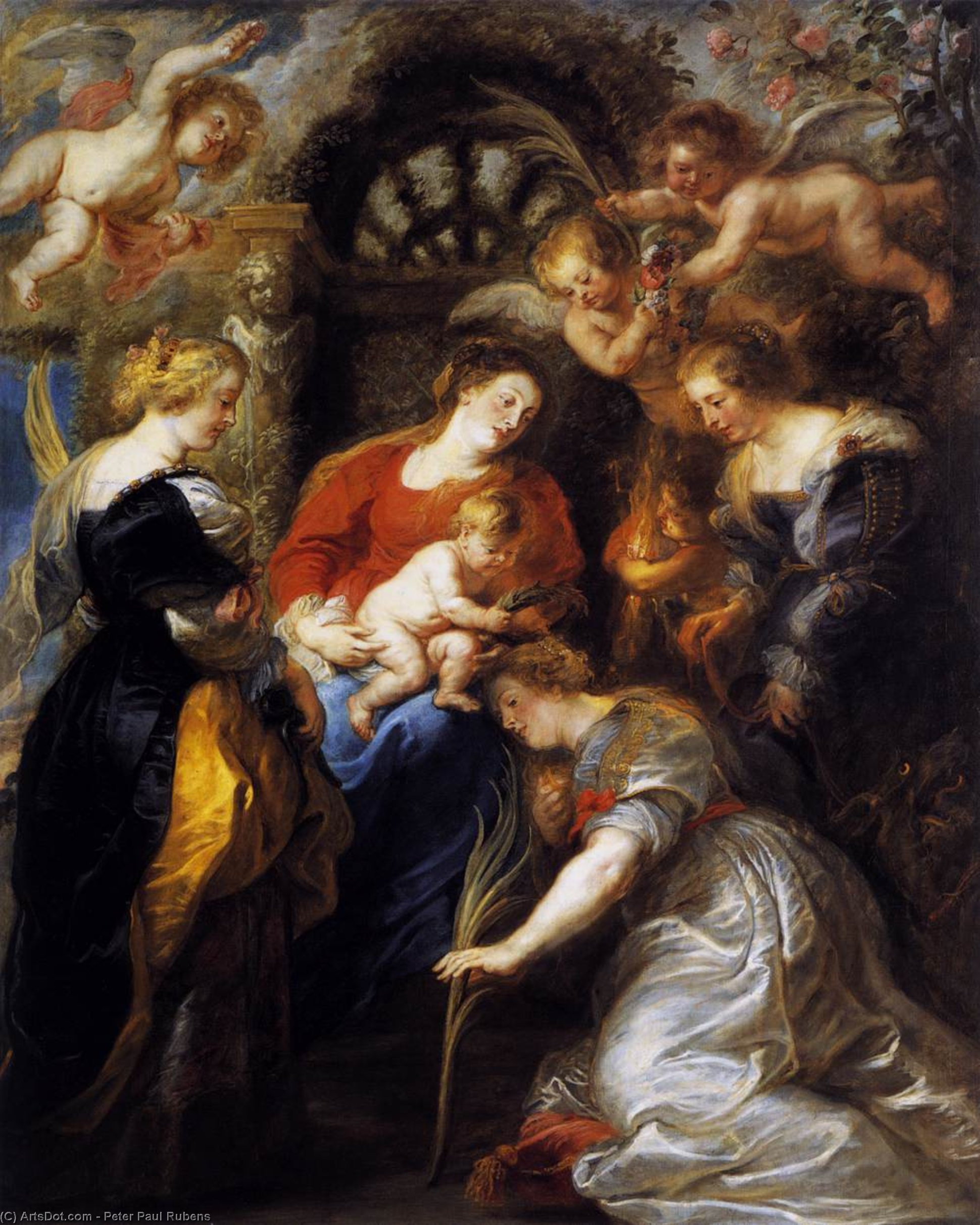 WikiOO.org - Encyclopedia of Fine Arts - Festés, Grafika Peter Paul Rubens - The Crowning of St. Catherine