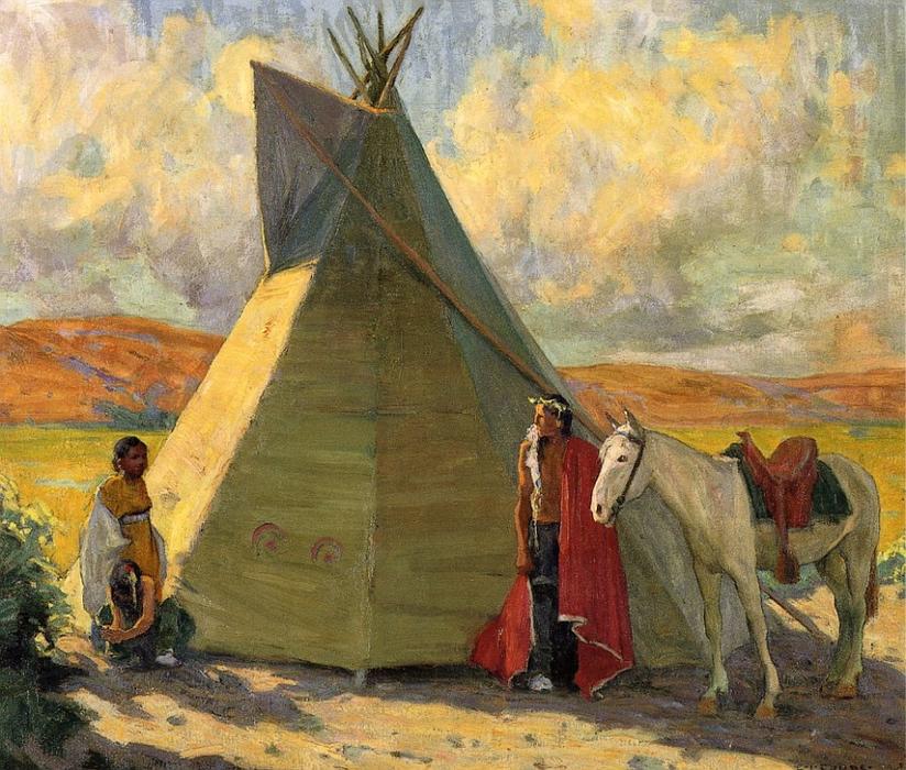 Wikioo.org - The Encyclopedia of Fine Arts - Painting, Artwork by Eanger Irving Couse - Crow Tent