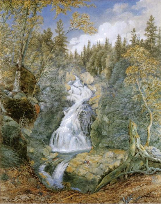 Wikioo.org - สารานุกรมวิจิตรศิลป์ - จิตรกรรม John William Hill - Crystal Cascade, White Mountains