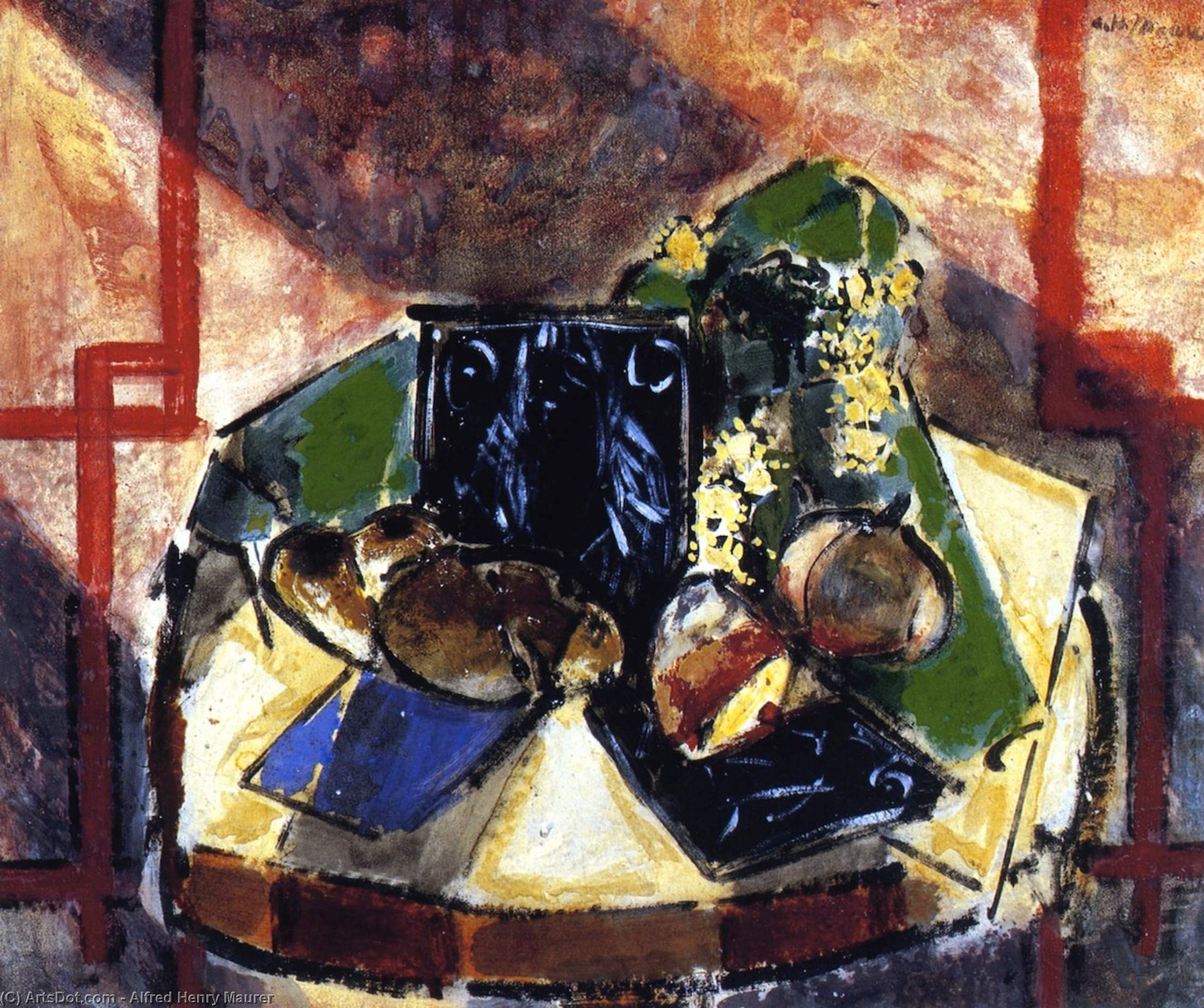 Wikioo.org - The Encyclopedia of Fine Arts - Painting, Artwork by Alfred Henry Maurer - Cubist Still LIfe