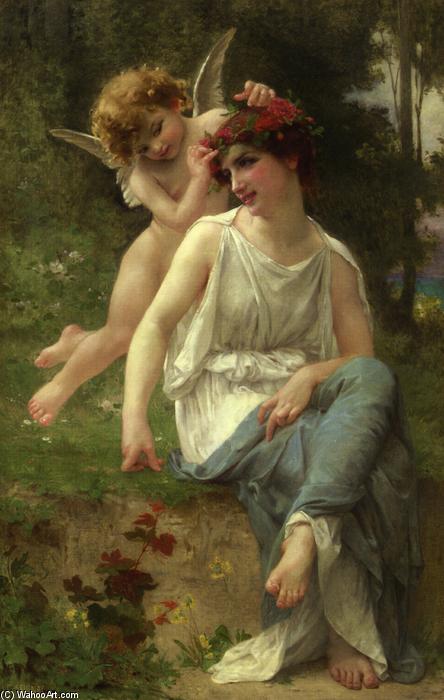 Wikioo.org - The Encyclopedia of Fine Arts - Painting, Artwork by Guillaume Seignac - Cupid Adoring a Young Maiden