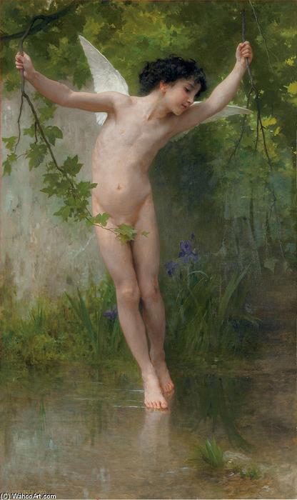 WikiOO.org - Encyclopedia of Fine Arts - Schilderen, Artwork William Adolphe Bouguereau - Cupid Flying over Water