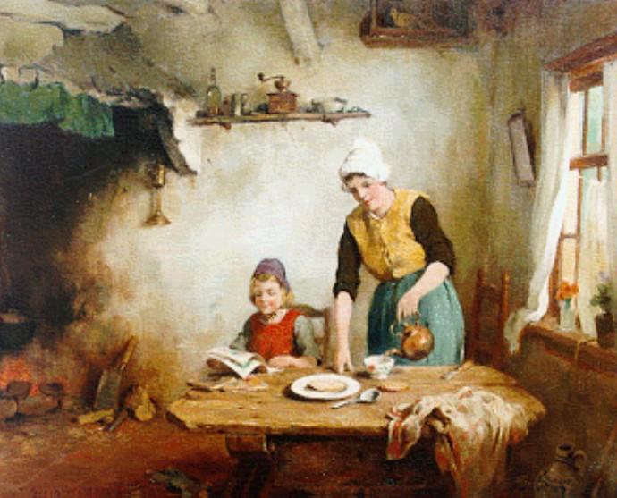 WikiOO.org - Енциклопедія образотворчого мистецтва - Живопис, Картини
 Adrianus Johannes Groenewegen - Cup of Tea