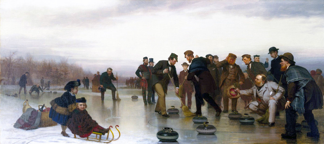 Wikioo.org - The Encyclopedia of Fine Arts - Painting, Artwork by John George Brown - Curling, - A Scottish Game, at Central Park