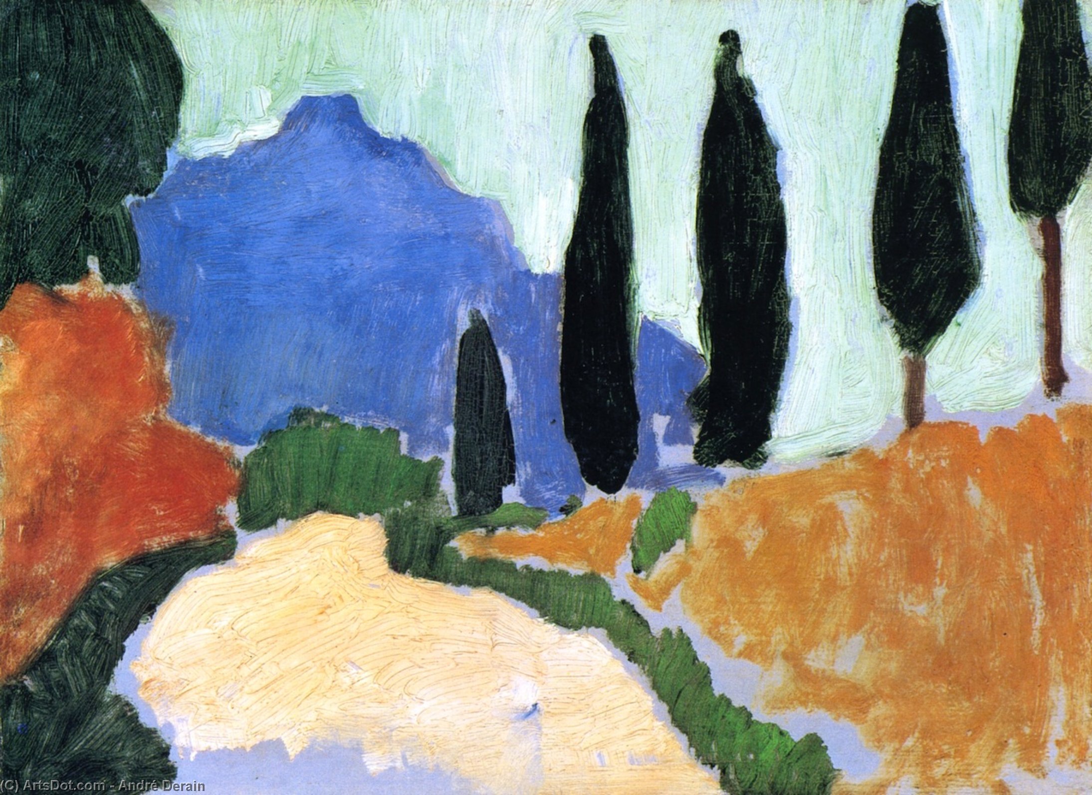 WikiOO.org - Encyclopedia of Fine Arts - Målning, konstverk André Derain - Cypresses