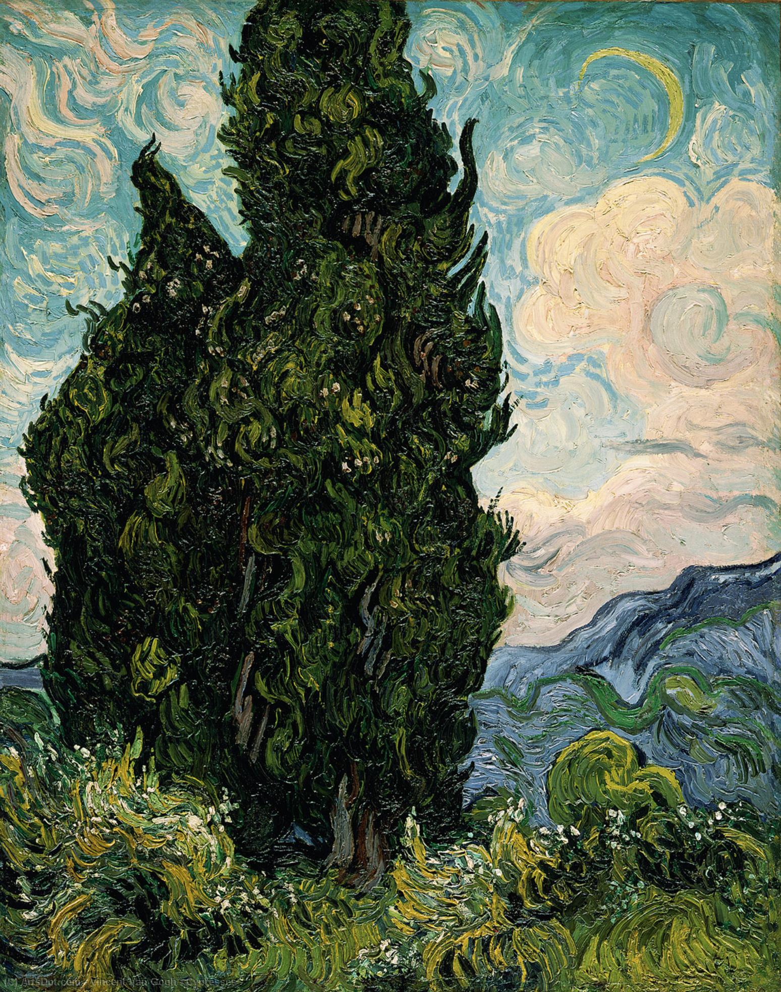 Wikioo.org - The Encyclopedia of Fine Arts - Painting, Artwork by Vincent Van Gogh - Cypresses