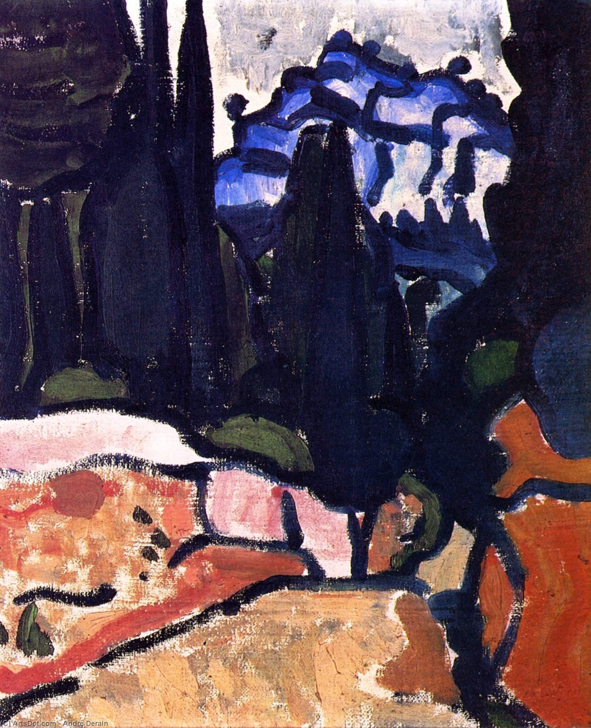 WikiOO.org - Enciclopedia of Fine Arts - Pictura, lucrări de artă André Derain - The Cypresses at Cassis