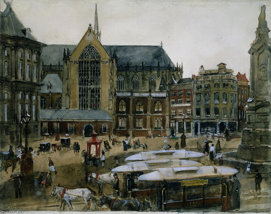 Wikioo.org - The Encyclopedia of Fine Arts - Painting, Artwork by George Hendrik Breitner - The Dam in Amsterdam