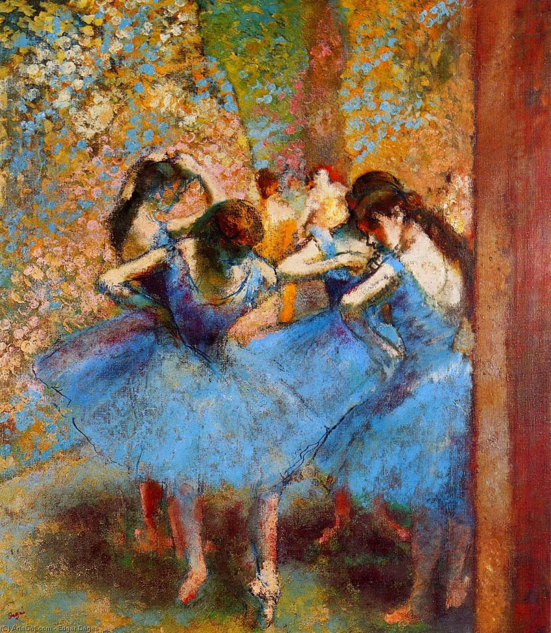 Wikioo.org - The Encyclopedia of Fine Arts - Painting, Artwork by Edgar Degas - Dancers in Blue