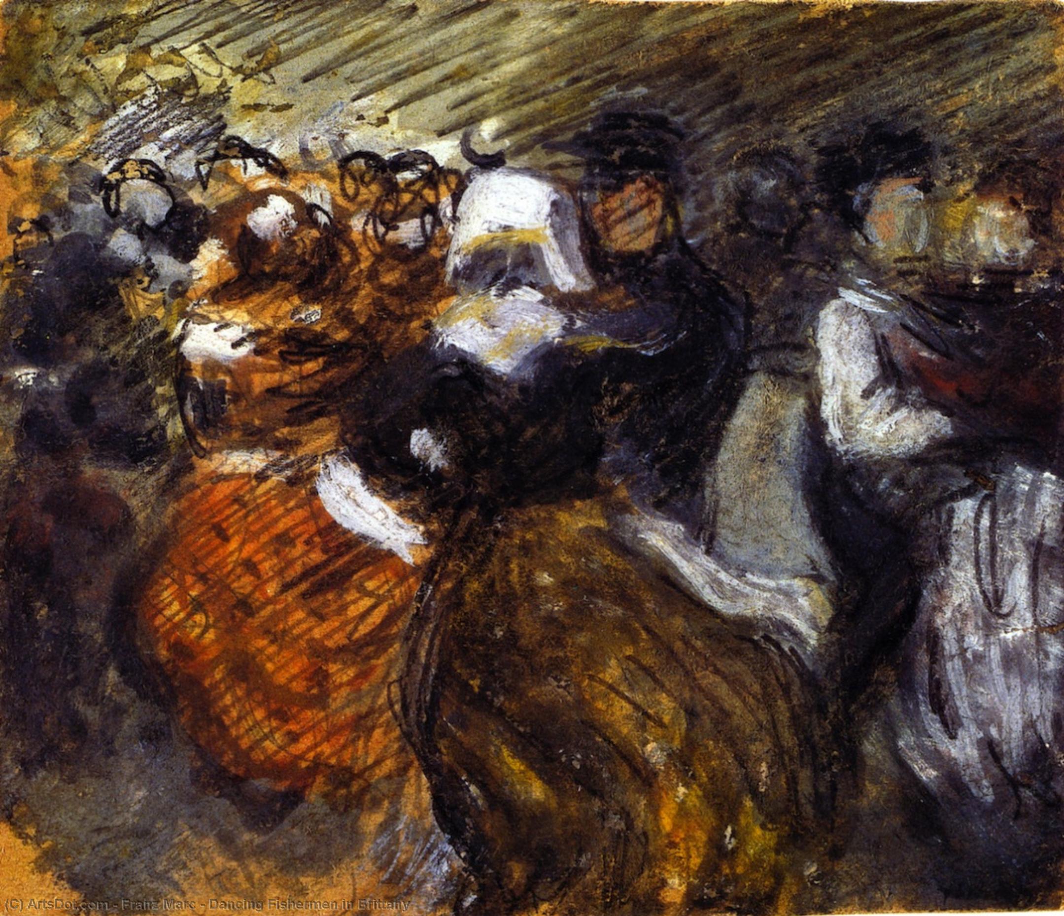 WikiOO.org - Enciklopedija likovnih umjetnosti - Slikarstvo, umjetnička djela Franz Marc - Dancing Fishermen in Brittany