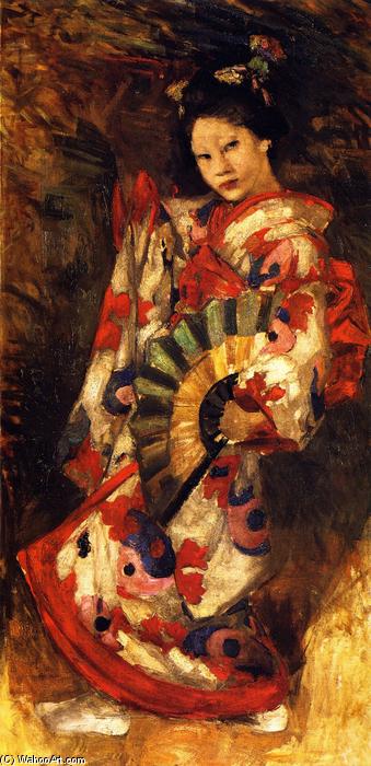 Wikioo.org - The Encyclopedia of Fine Arts - Painting, Artwork by Edward Atkinson Hornel - Dancing Geisha