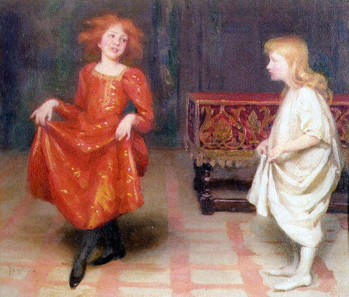 Wikioo.org - The Encyclopedia of Fine Arts - Painting, Artwork by Thomas Cooper Gotch - The Dancing Lesson