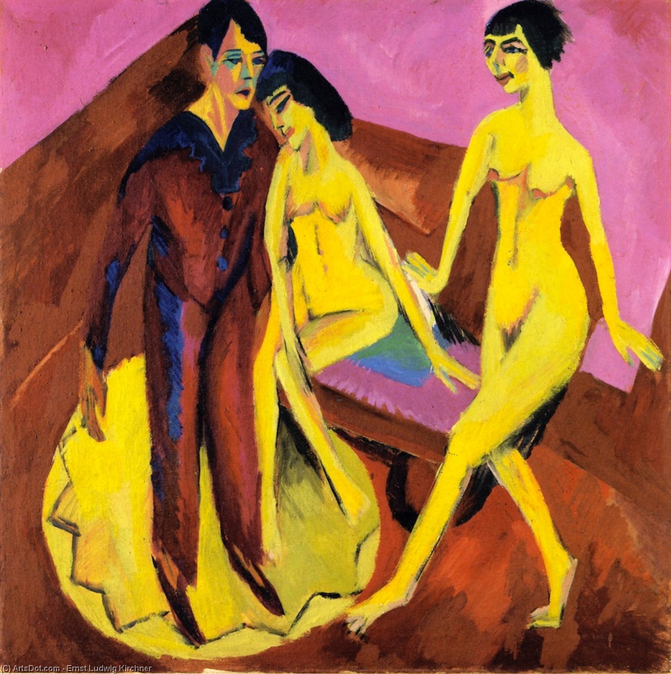 Wikioo.org - Die Enzyklopädie bildender Kunst - Malerei, Kunstwerk von Ernst Ludwig Kirchner - Tanzschule auch  bekannt  wie  Ballett  Bühne