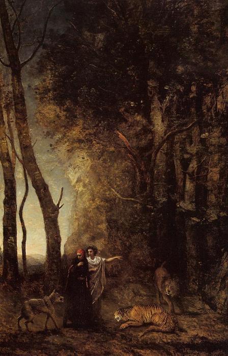 Wikioo.org – La Enciclopedia de las Bellas Artes - Pintura, Obras de arte de Jean Baptiste Camille Corot - Dante y Virgilio