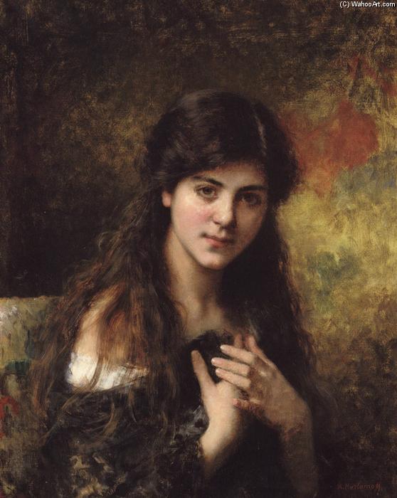 Wikioo.org - The Encyclopedia of Fine Arts - Painting, Artwork by Alexei Alexeievich Harlamoff - Dark Haired Beauty