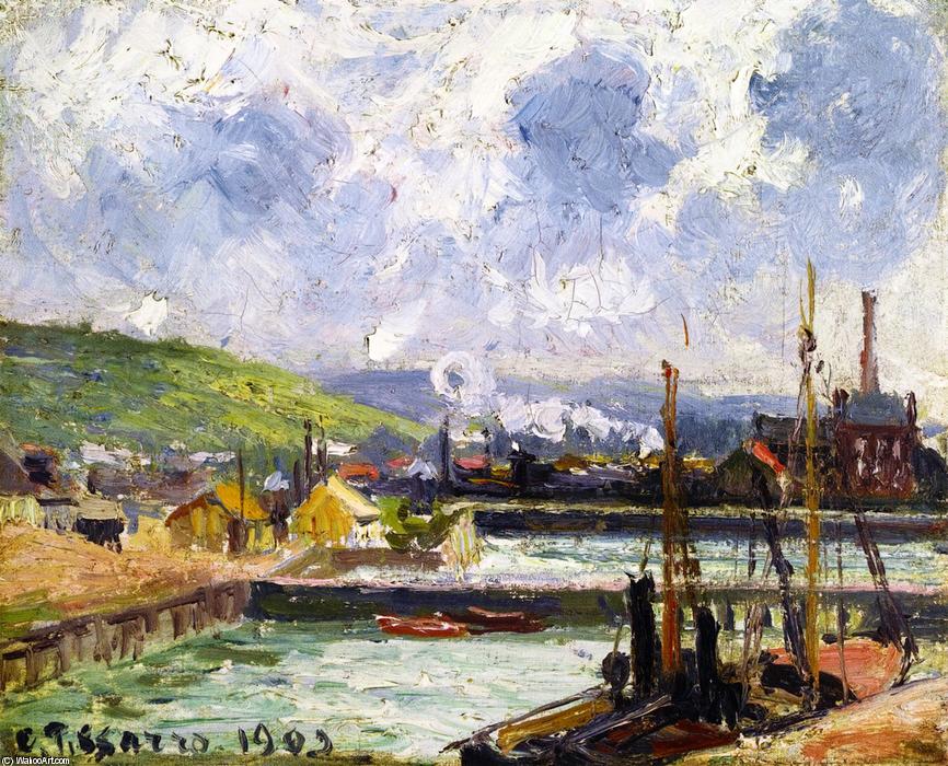 Wikioo.org - The Encyclopedia of Fine Arts - Painting, Artwork by Camille Pissarro - Darse de Pêche et Bassin Duquesne, Dieppe, Temps Gris Lumineux