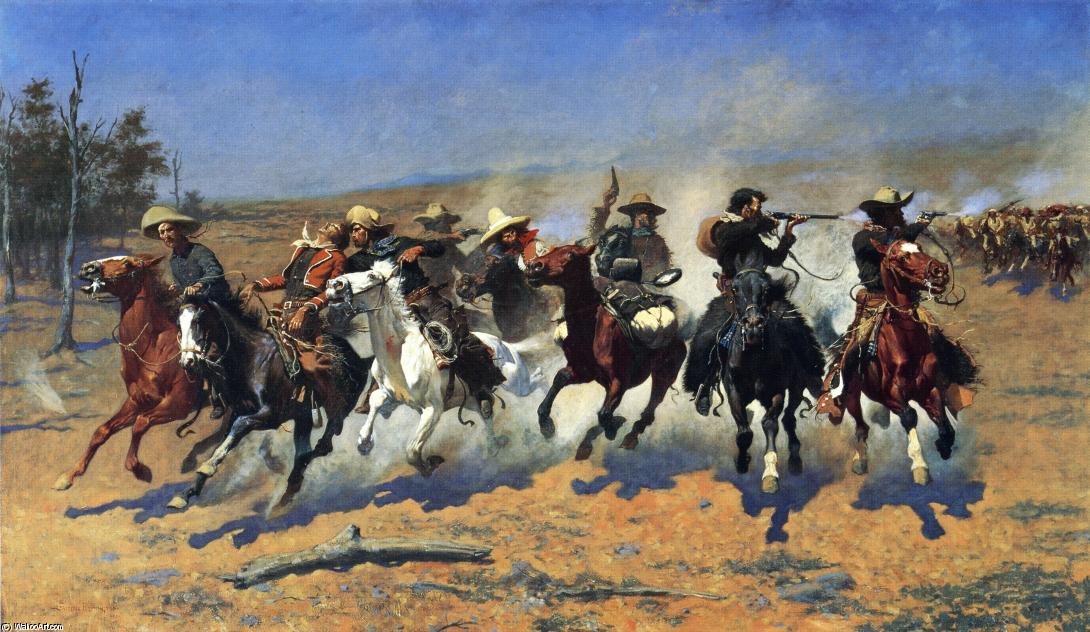 Wikioo.org - The Encyclopedia of Fine Arts - Painting, Artwork by Frederic Remington - A Dash for the Timber