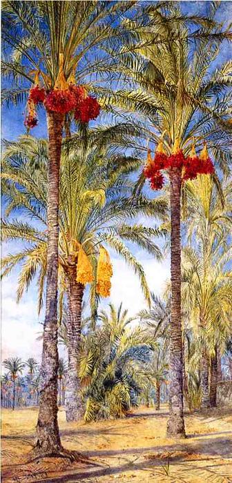 Wikioo.org – La Enciclopedia de las Bellas Artes - Pintura, Obras de arte de Henry Roderick Newman - Date Arboles , Ramleh , Egypt