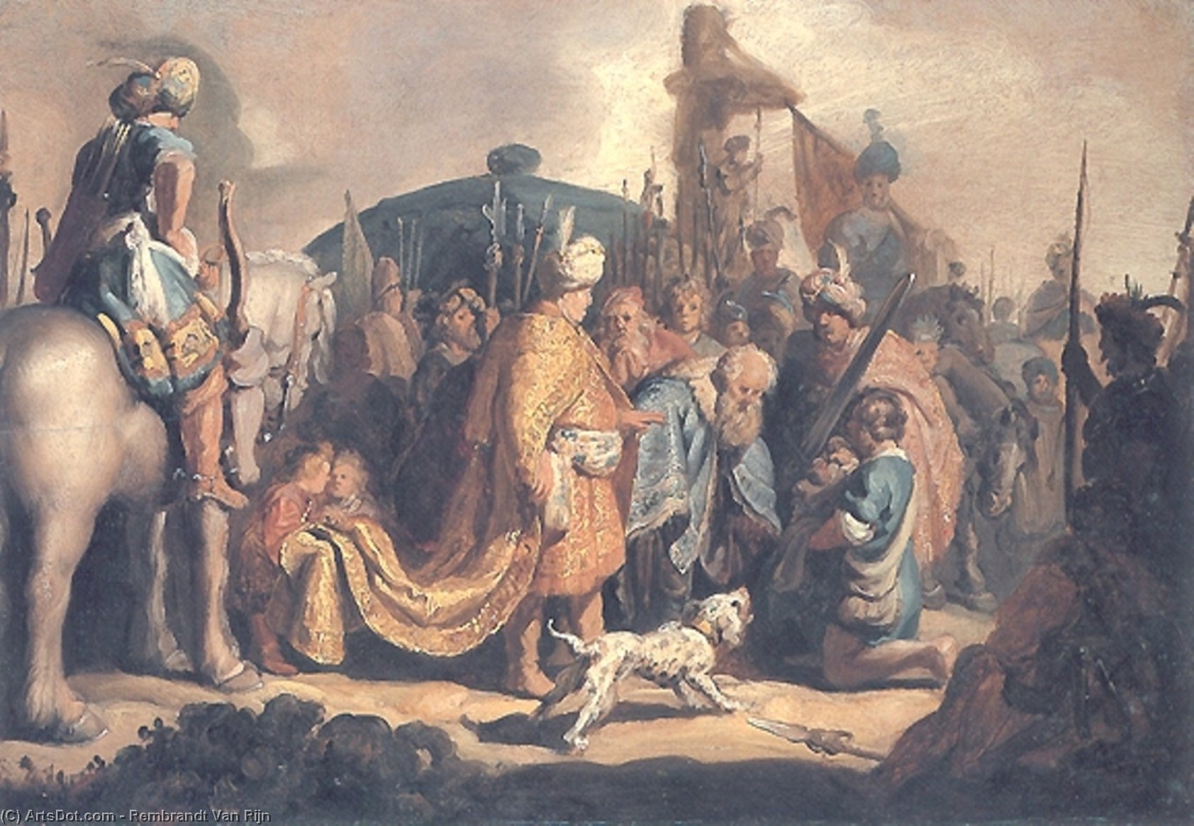 Wikioo.org - The Encyclopedia of Fine Arts - Painting, Artwork by Rembrandt Van Rijn - David Presents the Head of Goliath to King Saul