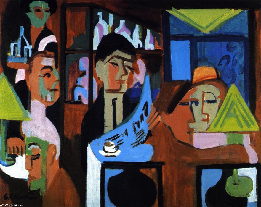 Wikoo.org - موسوعة الفنون الجميلة - اللوحة، العمل الفني Ernst Ludwig Kirchner - Davoser Café