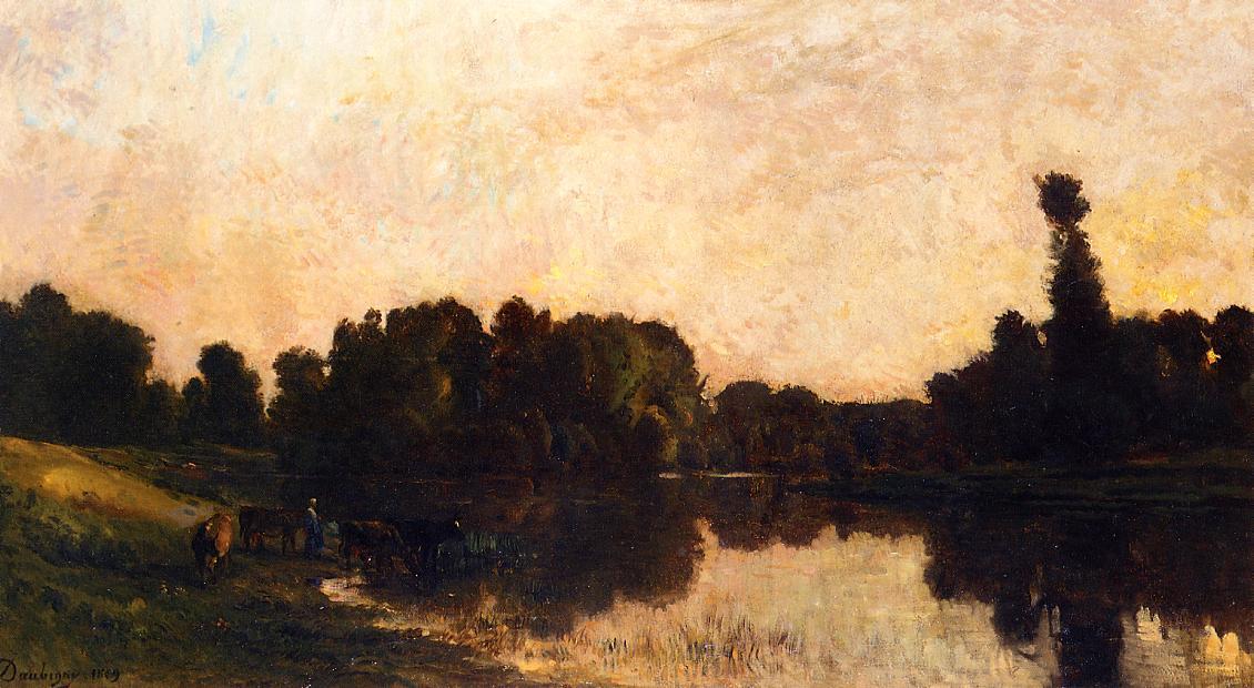 Wikioo.org - The Encyclopedia of Fine Arts - Painting, Artwork by Charles François Daubigny - Daybreak, the Oise, Ile de Vaux