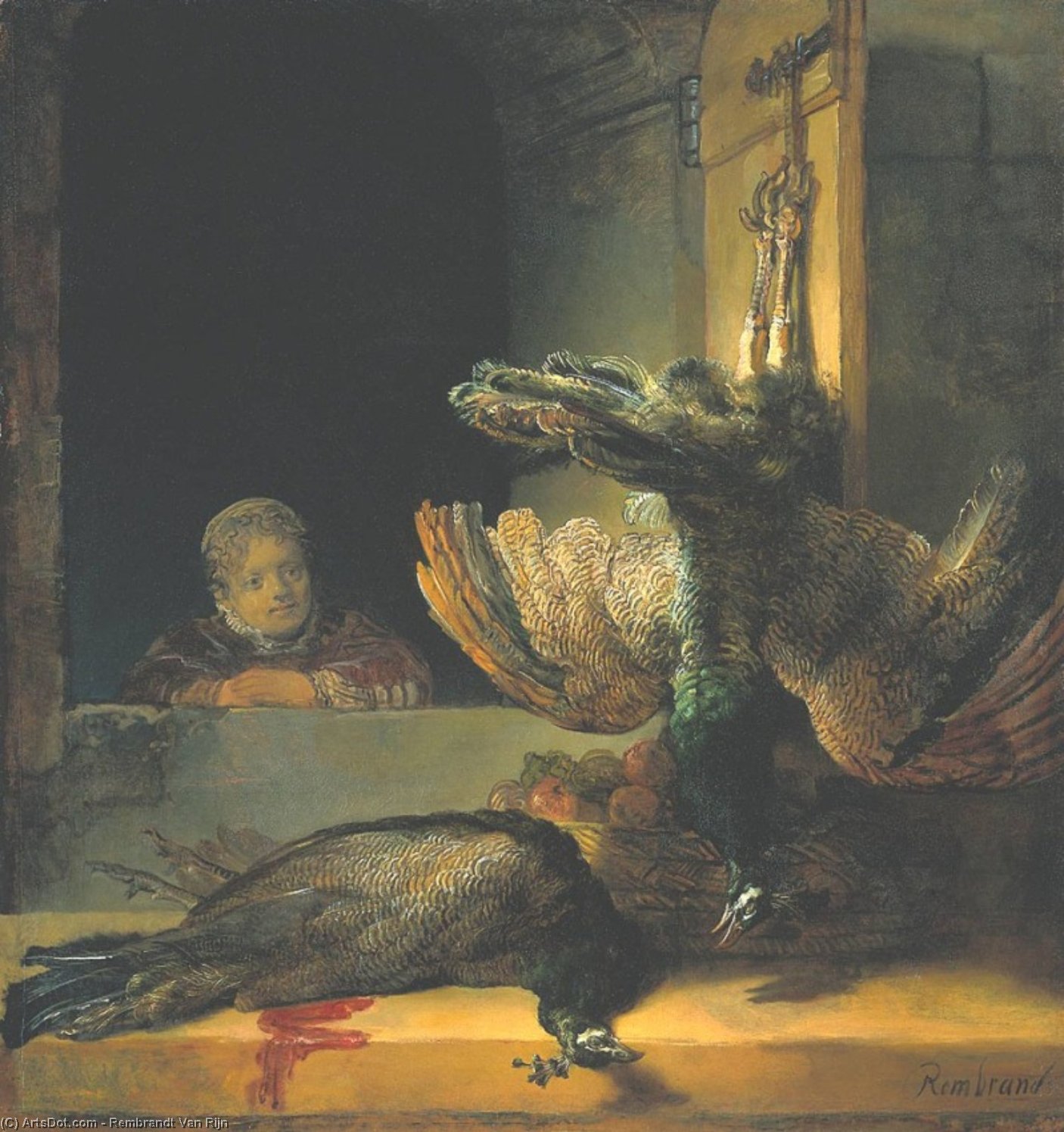 Wikioo.org - สารานุกรมวิจิตรศิลป์ - จิตรกรรม Rembrandt Van Rijn - Dead peacocks