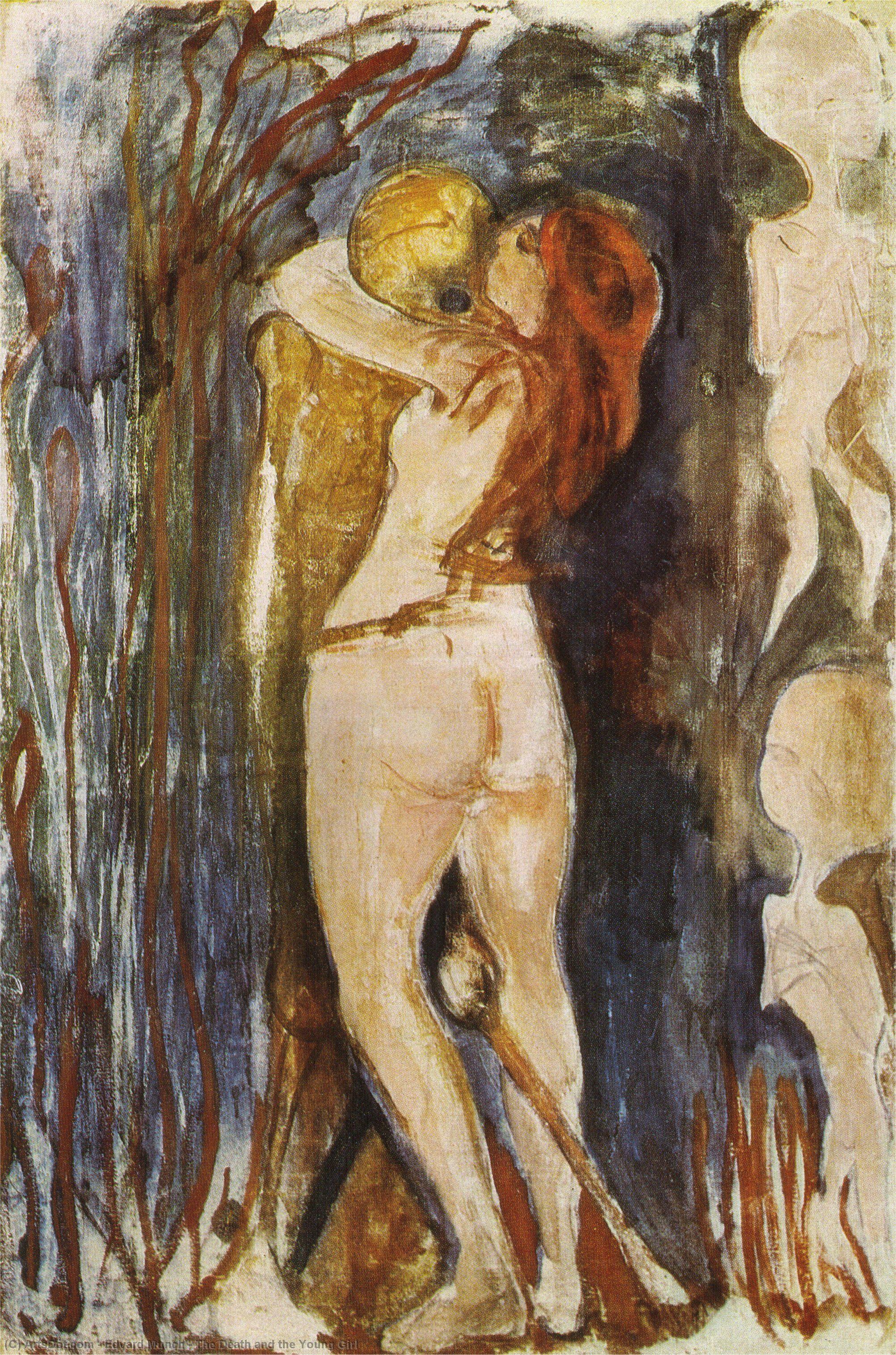 Wikoo.org - موسوعة الفنون الجميلة - اللوحة، العمل الفني Edvard Munch - The Death and the Young Girl