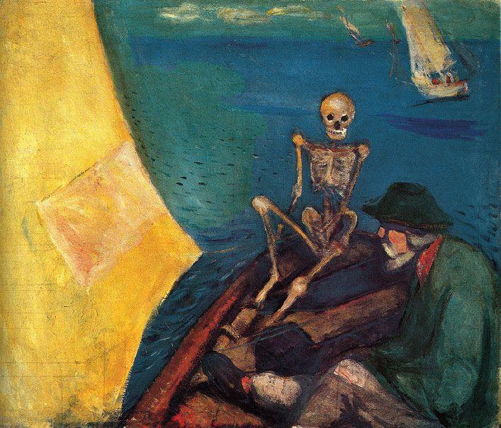Wikioo.org - Encyklopedia Sztuk Pięknych - Malarstwo, Grafika Edvard Munch - Death at the helm