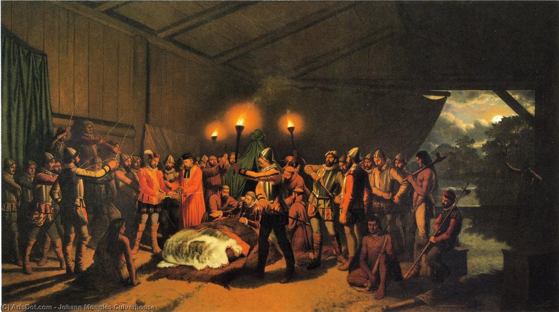 Wikioo.org - The Encyclopedia of Fine Arts - Painting, Artwork by Johann Mongels Culverhouse - The Death of Desoto