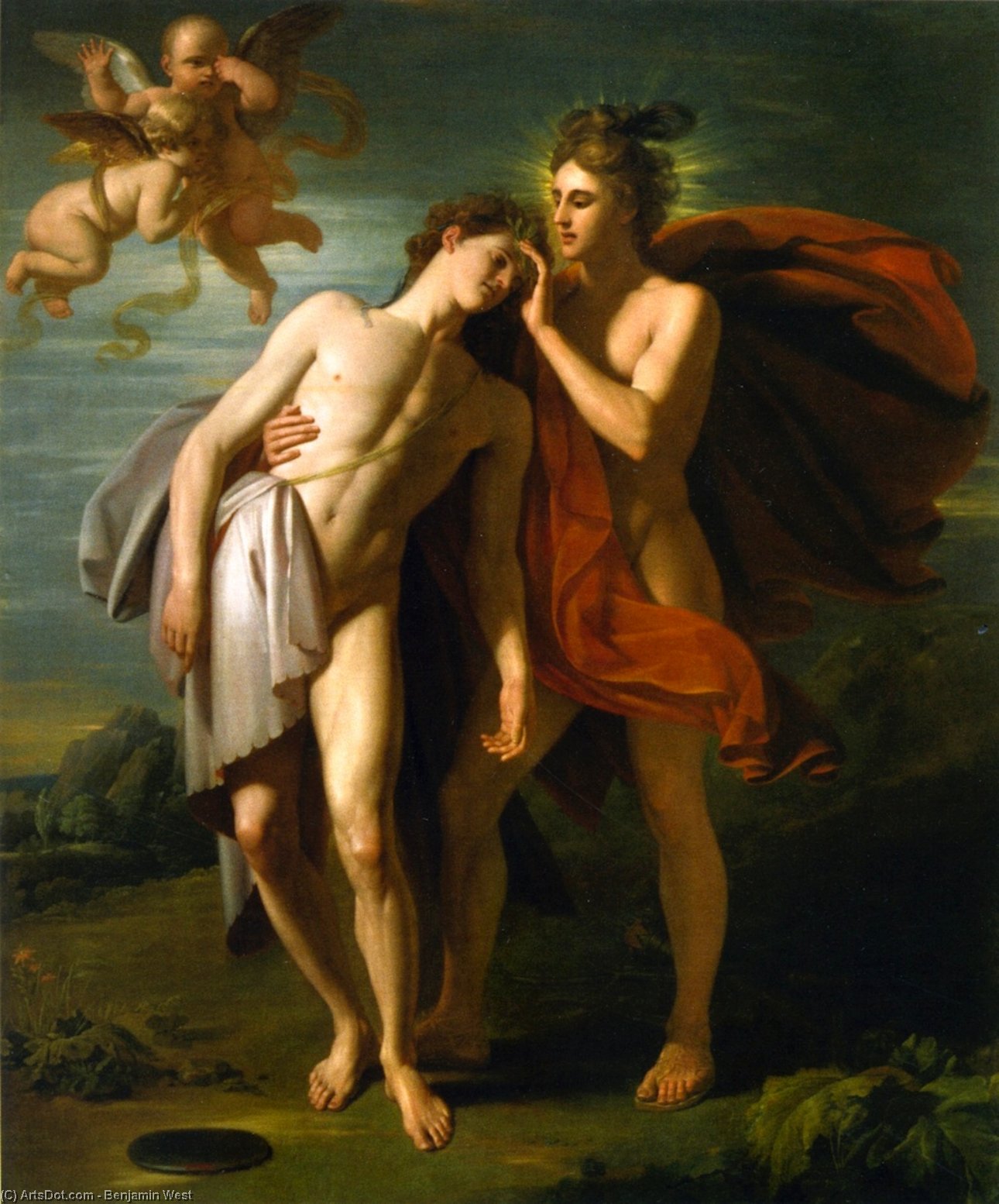 Wikioo.org – L'Enciclopedia delle Belle Arti - Pittura, Opere di Benjamin West - La morte di Giacinto