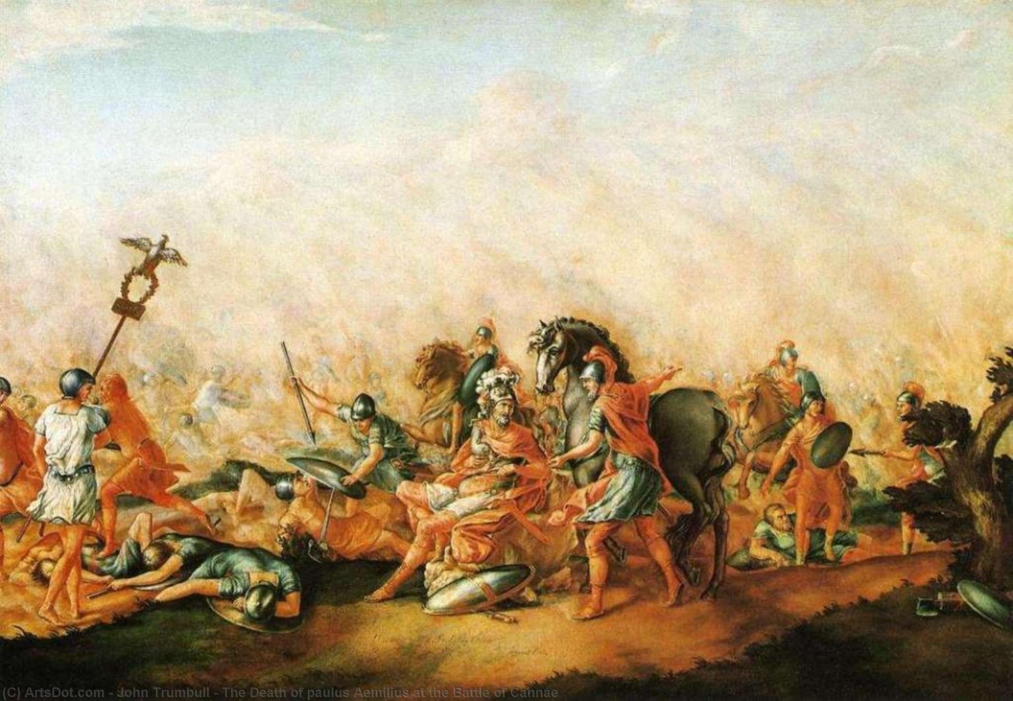 Wikioo.org - Bách khoa toàn thư về mỹ thuật - Vẽ tranh, Tác phẩm nghệ thuật John Trumbull - The Death of paulus Aemilius at the Battle of Cannae