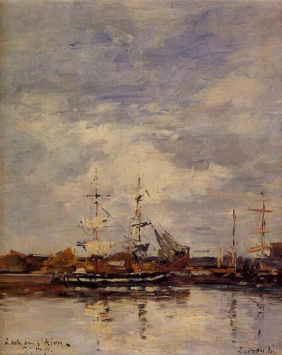 WikiOO.org - אנציקלופדיה לאמנויות יפות - ציור, יצירות אמנות Eugène Louis Boudin - Deauville Harbor