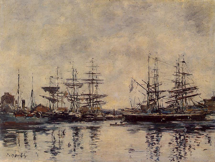 Wikioo.org - สารานุกรมวิจิตรศิลป์ - จิตรกรรม Eugène Louis Boudin - Deauville, the Harbor