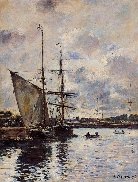 Wikioo.org – La Enciclopedia de las Bellas Artes - Pintura, Obras de arte de Eugène Louis Boudin - Deauville, el puerto