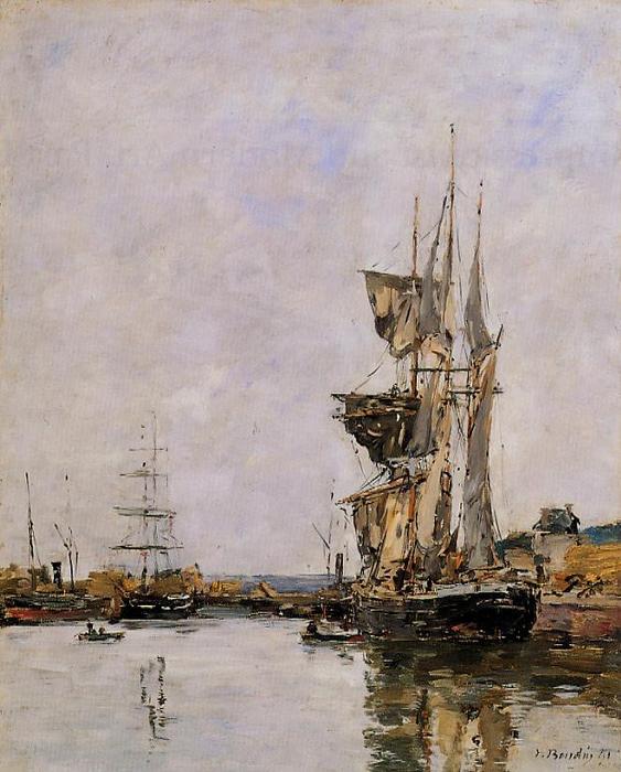 Wikioo.org – La Enciclopedia de las Bellas Artes - Pintura, Obras de arte de Eugène Louis Boudin - Deauville, el puerto (10)