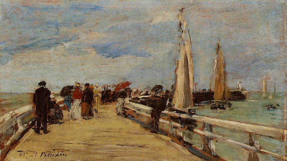 Wikioo.org - The Encyclopedia of Fine Arts - Painting, Artwork by Eugène Louis Boudin - Deauville, the Jetty