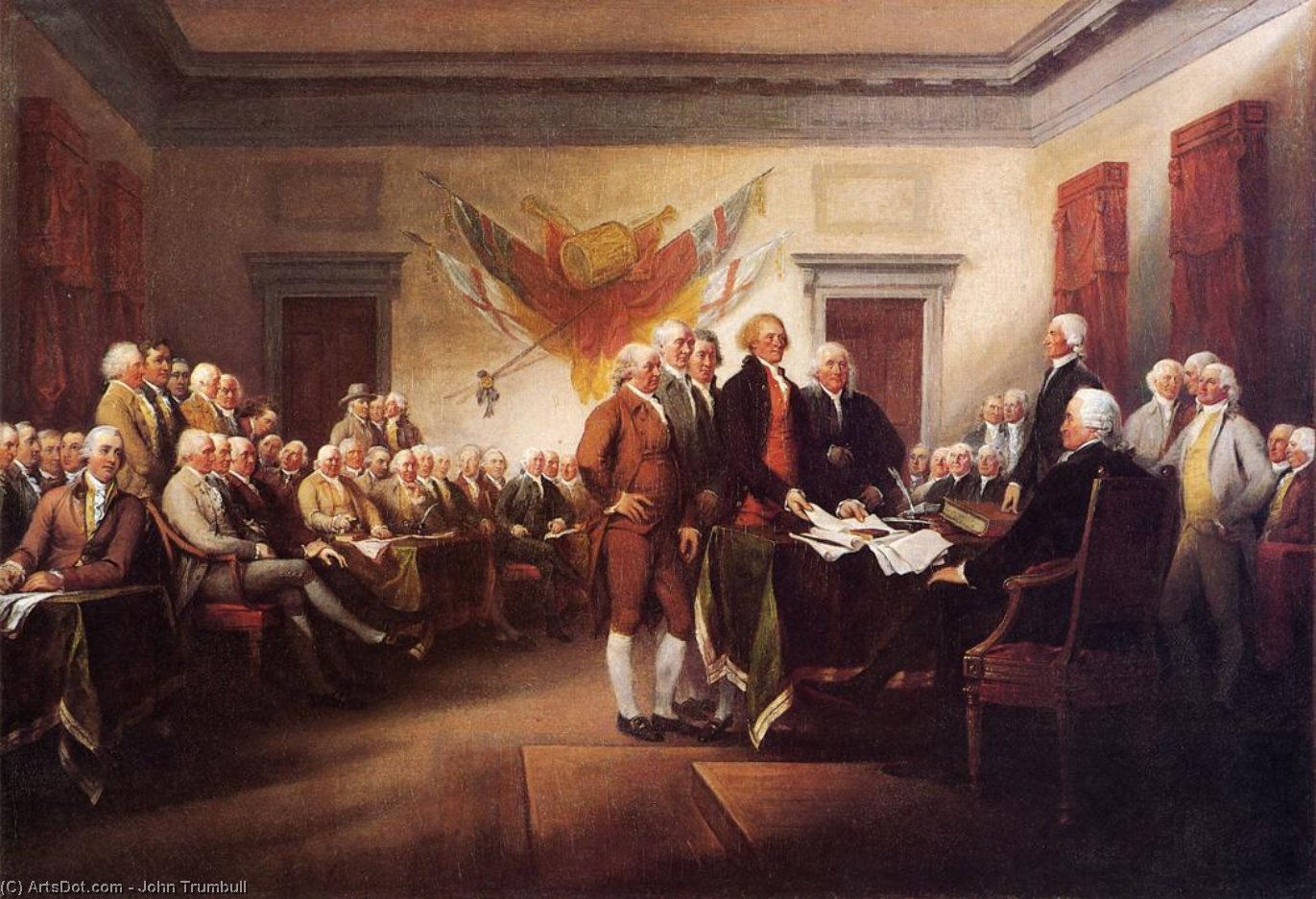 Wikioo.org – L'Encyclopédie des Beaux Arts - Peinture, Oeuvre de John Trumbull - La Déclaration de  indépendance  juillet à  4   1776