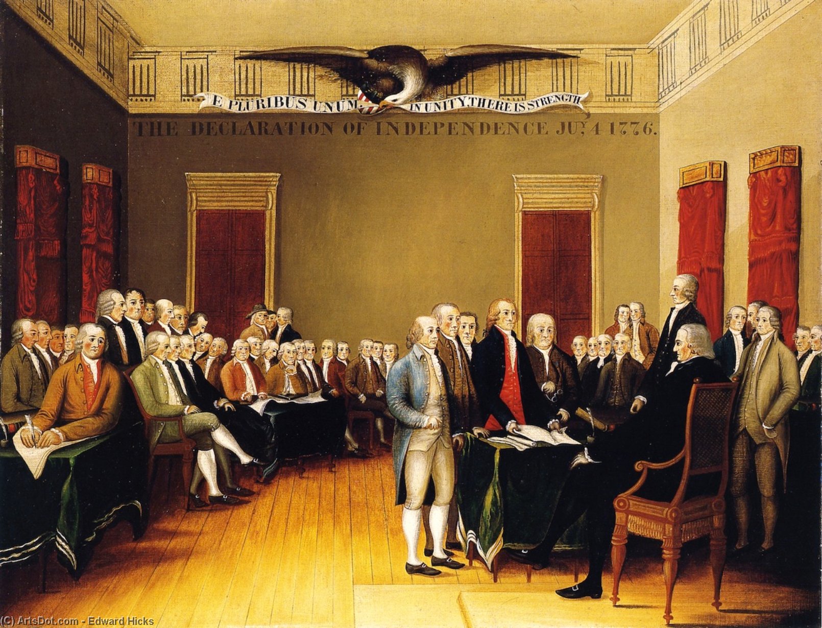 Wikioo.org - The Encyclopedia of Fine Arts - Painting, Artwork by Edward Hicks - The Declaration of Independence, July 4, 1776