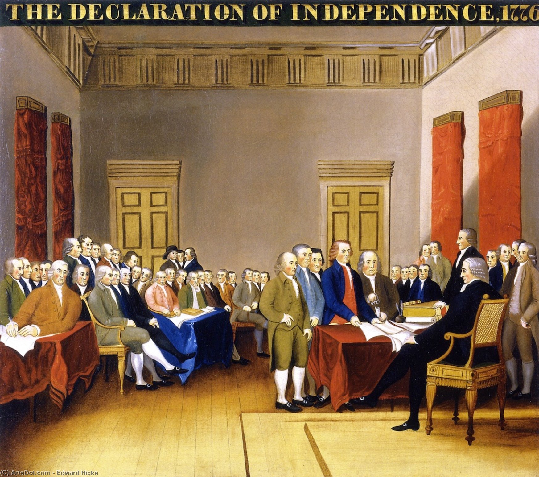 Wikioo.org - The Encyclopedia of Fine Arts - Painting, Artwork by Edward Hicks - The Declaration of Indepenence