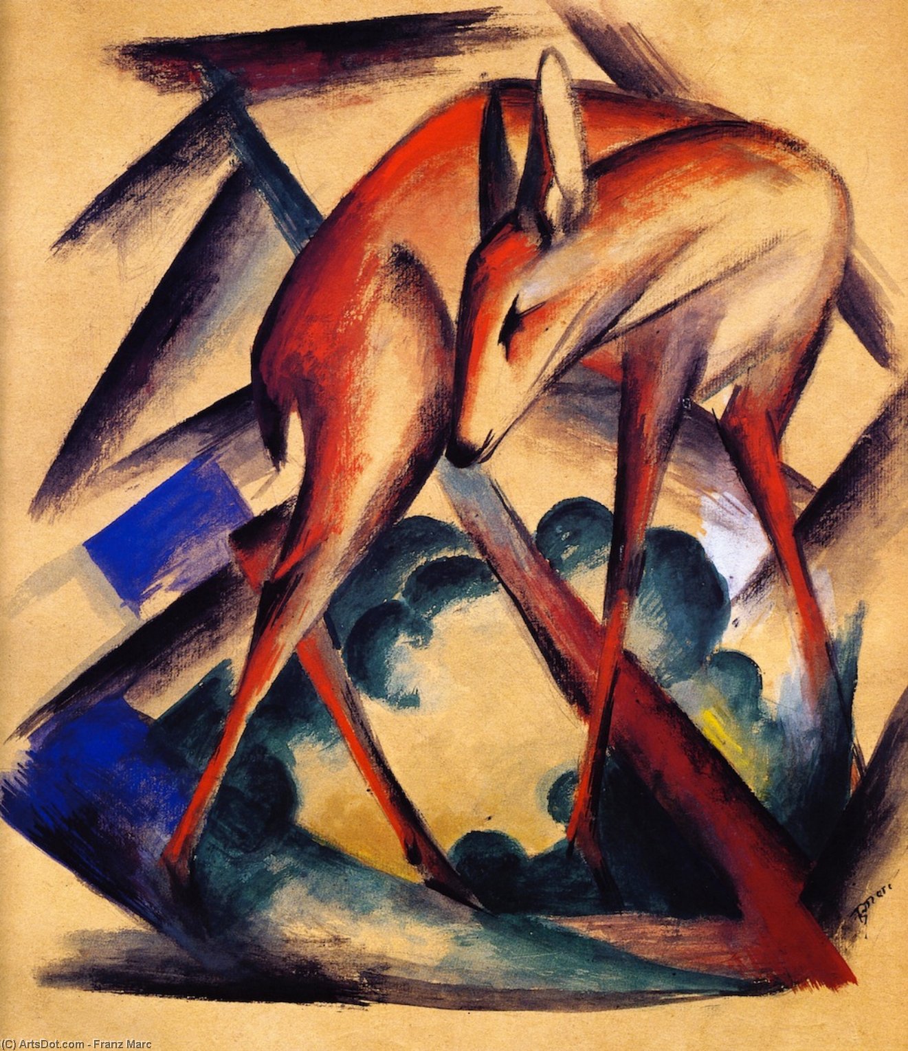 Wikioo.org - The Encyclopedia of Fine Arts - Painting, Artwork by Franz Marc - Deer