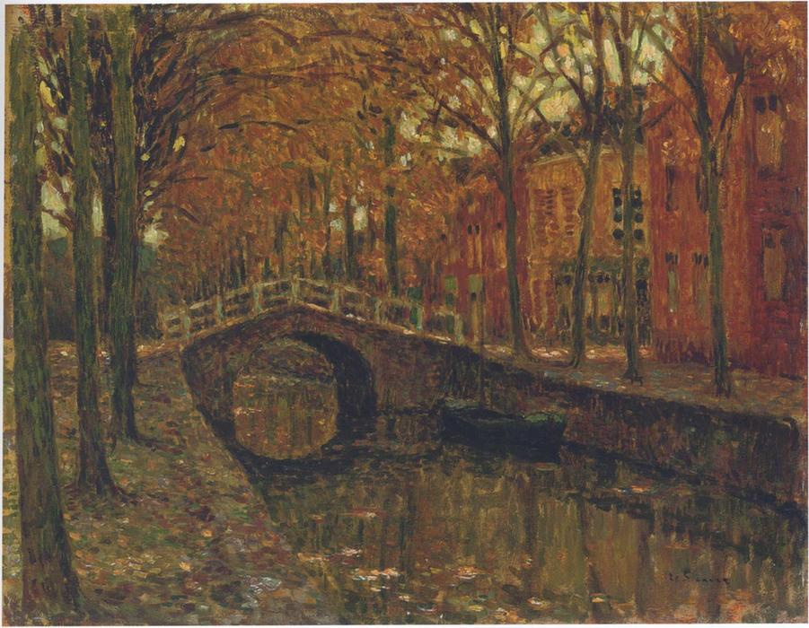 Wikioo.org - The Encyclopedia of Fine Arts - Painting, Artwork by Henri Eugène Augustin Le Sidaner - The Delft Canal