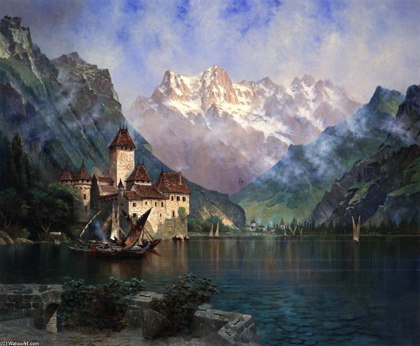 WikiOO.org - Encyclopedia of Fine Arts - Malba, Artwork Edwin Deakin - Dent du Midi (Castle of Chillon, Lake Geneva)