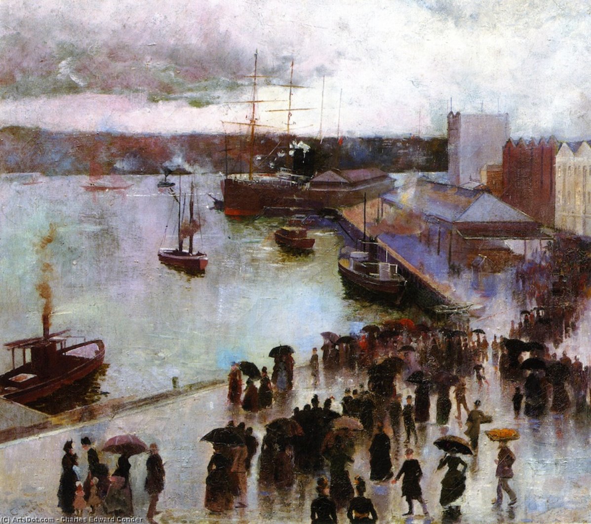 Wikioo.org - The Encyclopedia of Fine Arts - Painting, Artwork by Charles Edward Conder - Departure of the Orient - Circular Quay