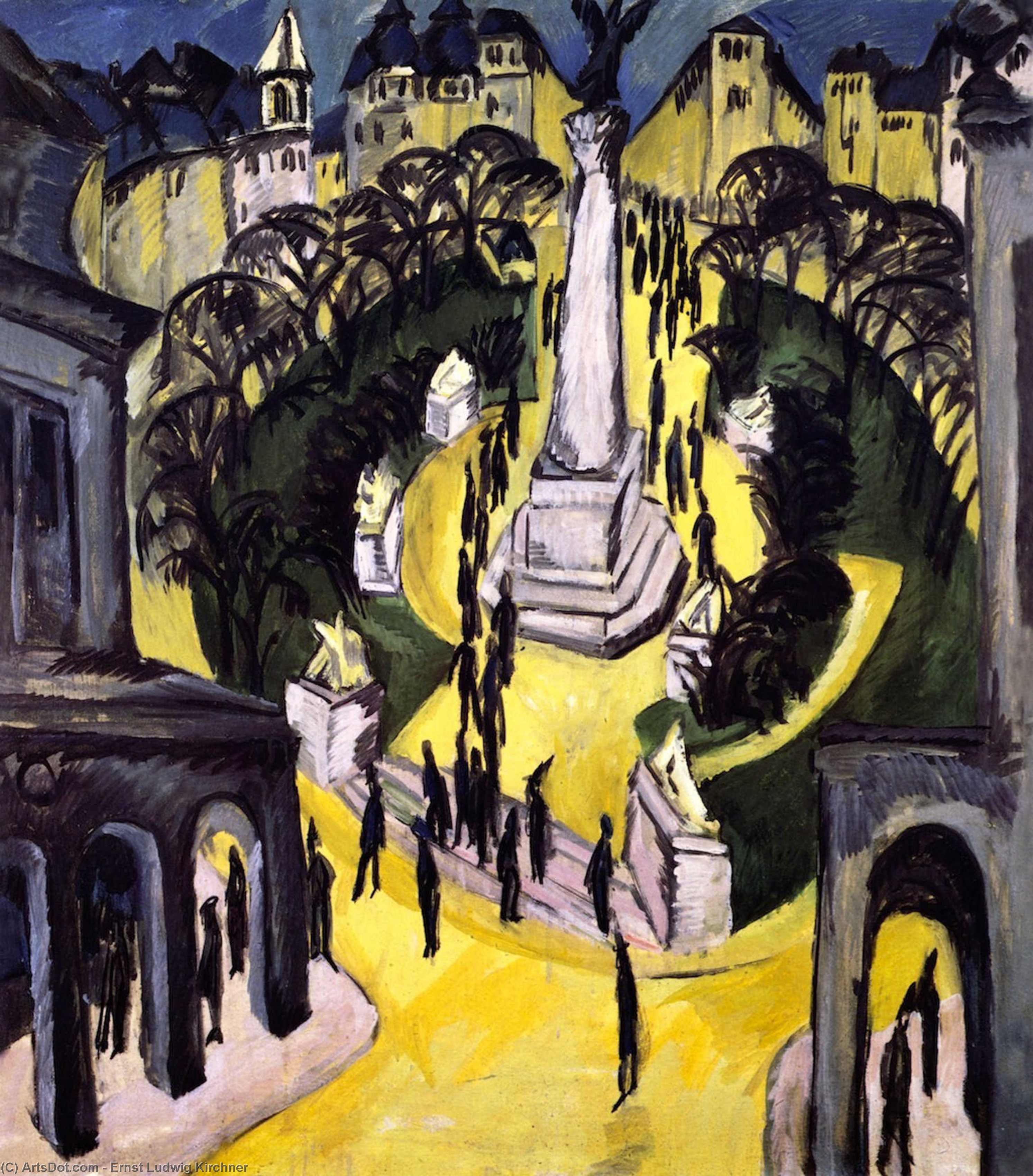 WikiOO.org - Encyclopedia of Fine Arts - Maalaus, taideteos Ernst Ludwig Kirchner - Der Belle-Alliance-Platz, Berlin