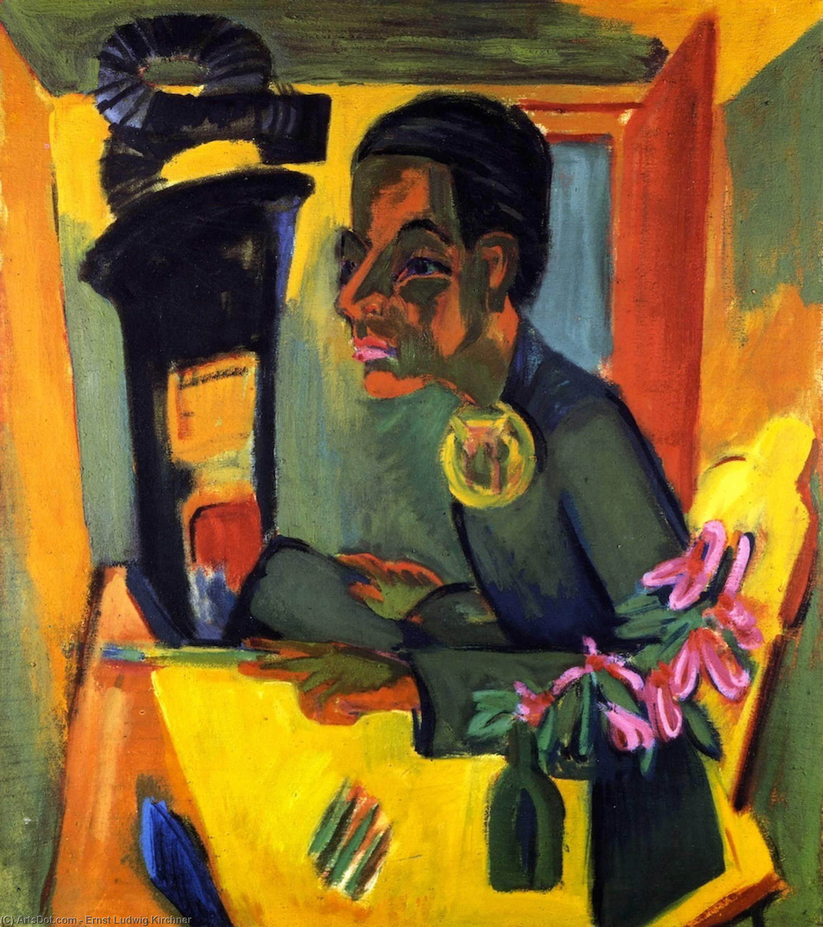 WikiOO.org – 美術百科全書 - 繪畫，作品 Ernst Ludwig Kirchner - 明镜 Maler , Selbstporträt