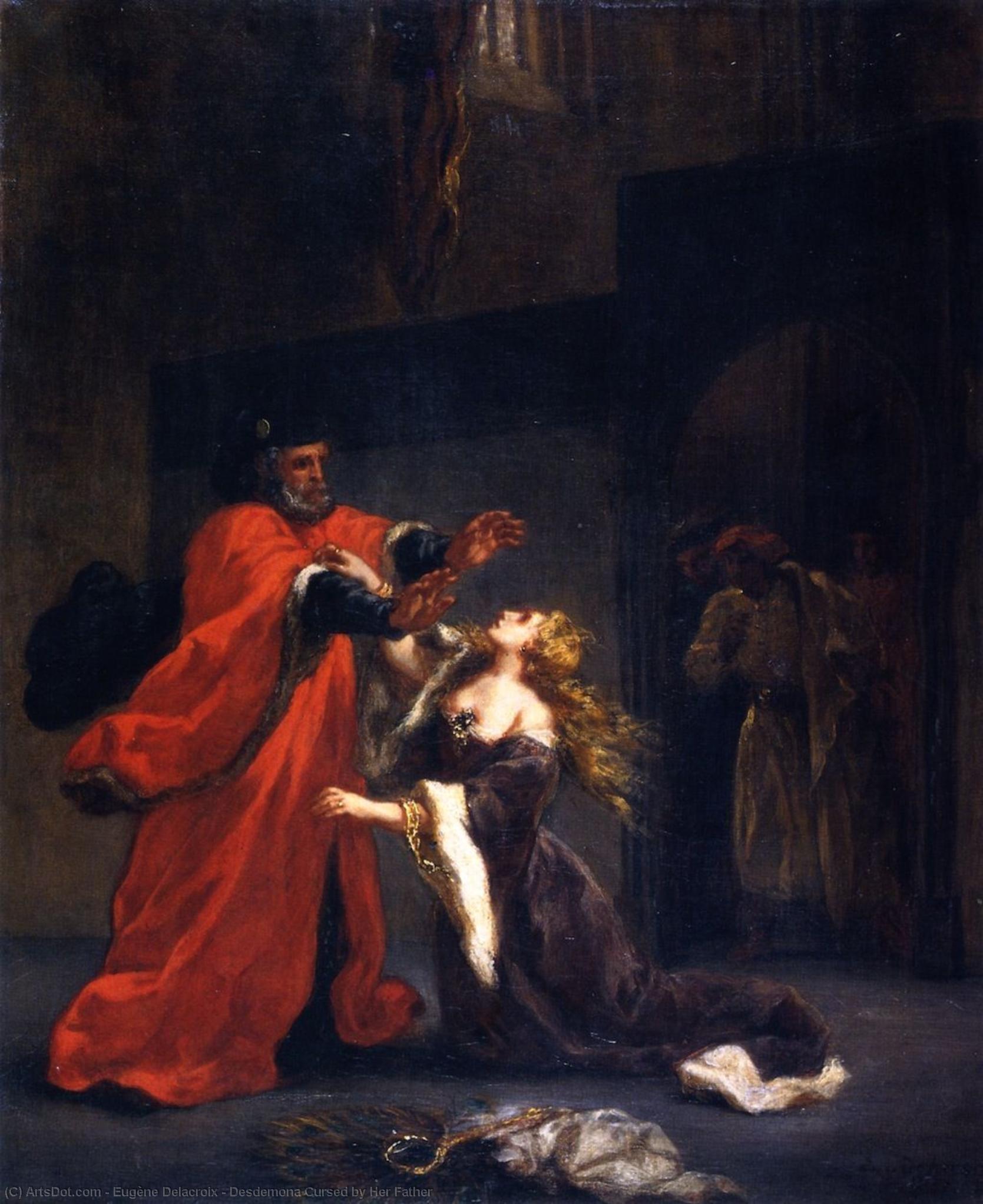 WikiOO.org - دایره المعارف هنرهای زیبا - نقاشی، آثار هنری Eugène Delacroix - Desdemona Cursed by Her Father